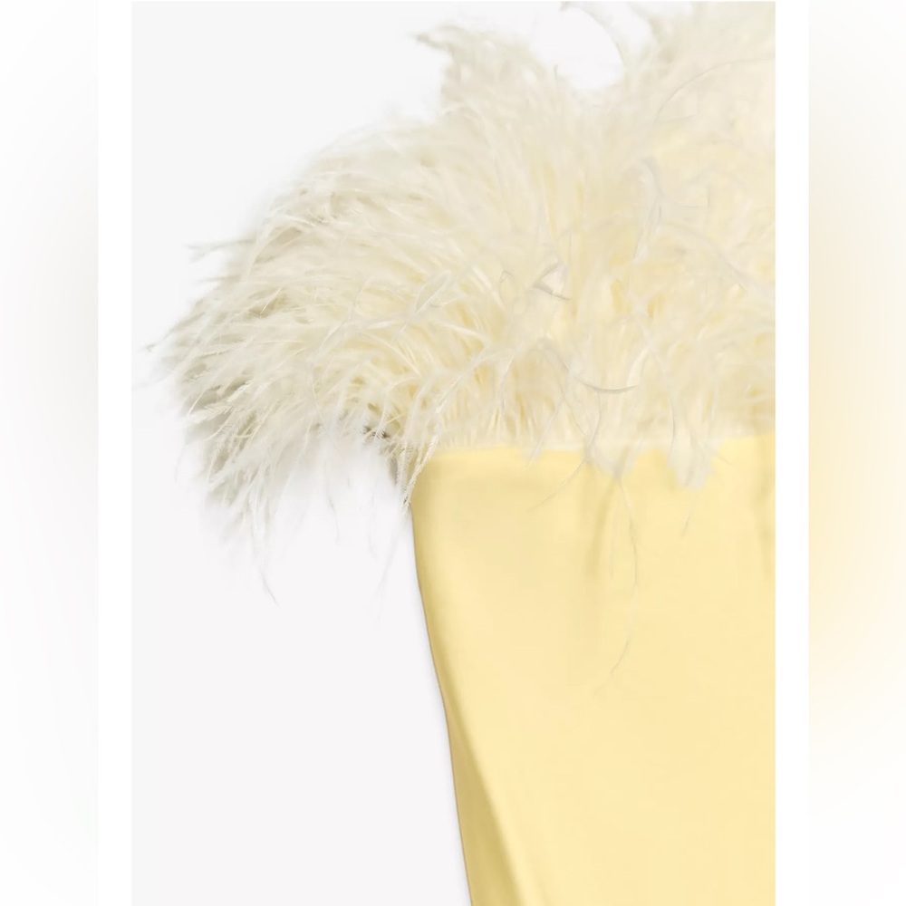 ZARA FEATHERED SATIN MIDI DRESS SIE M - Picture 15 of 16